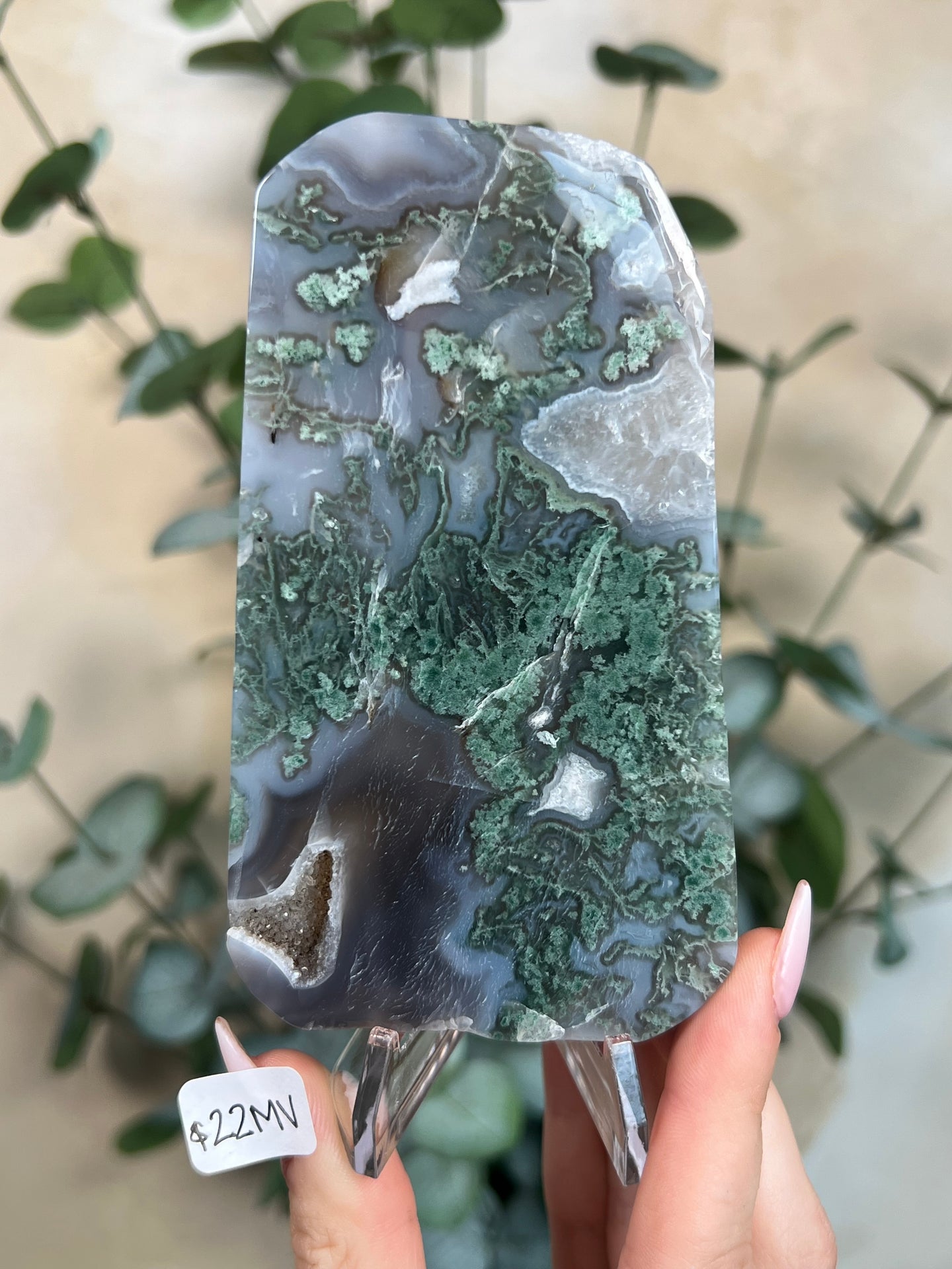 Moss Agate Slabs with Stands (6 options)